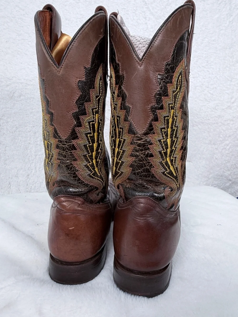 Rio Grande Cowboy Boots Brown Leather Western Roper Size 7.5 Western Cowboy